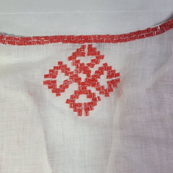 Calypso St Barth White Linen Tunic With Coral Embroidery Size XS - Picture 9 of 9